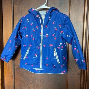 Hanna Andersson Kids Navy Blue Cherry Print Jacket, size 120 (6/7)